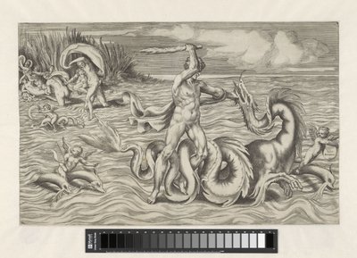 Hercules Wrestling Achelous by Giulio Bonasone