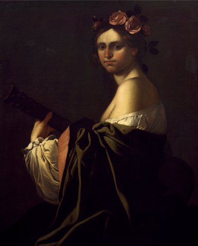 Songstress playing guitar by Giulio Carpioni