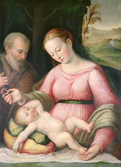 The Holy Family in a Mountainous Landscape by Giulio Romano