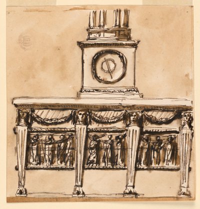 Console Table with Clock by Giuseppe Barberi