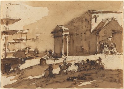 Capriccio of a Port Scene by Giuseppe Bernardino Bison