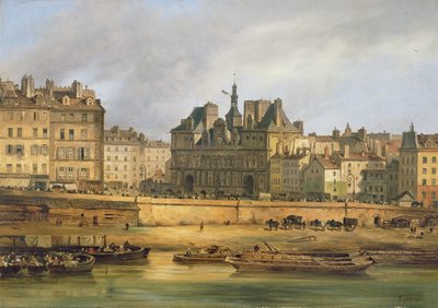 Hotel de Ville and embankment, Paris, 1828 by Giuseppe Canella