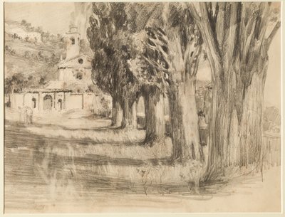 Landscape with a Church by Giuseppe Mentessi