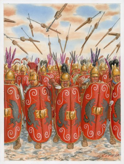 Republican Roman Legionnaires in Battle by Giuseppe Rava