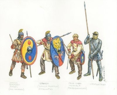 Roman Army: legionary auxiliary archer and cataphract by Giuseppe Rava