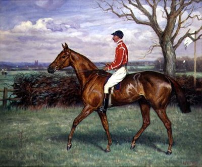 A Steeple Chaser with Jockey Up by Godfrey Douglas Giles