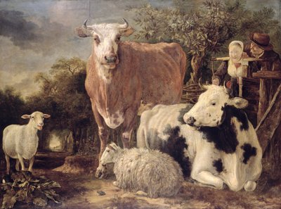 Herdsman and Herdswoman with Livestock by Govert Dircksz. Camphuysen