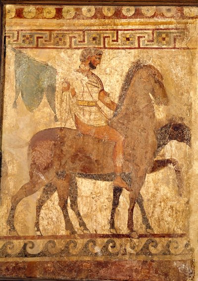 Soldier on a Horse, Funerary Painting by Greek