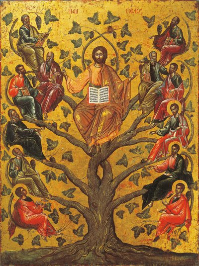 Christ the True Vine icon by Greek School