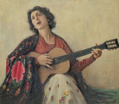 Woman with Guitar by Greek School