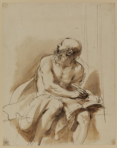 Seated Figure of Saint Jerome by Guercino (1591 1666)
