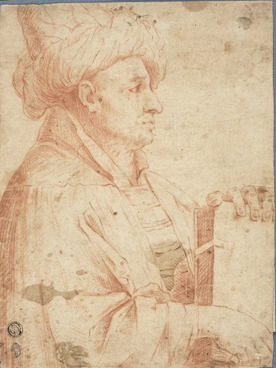 Bust of Turbanned Man with a Book by Guercino