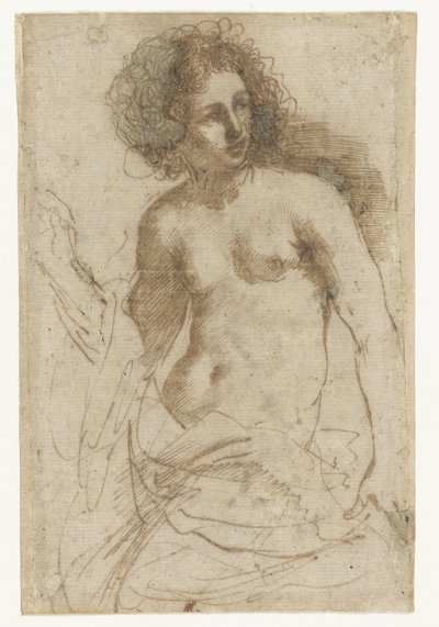 Half-naked standing woman by Guercino