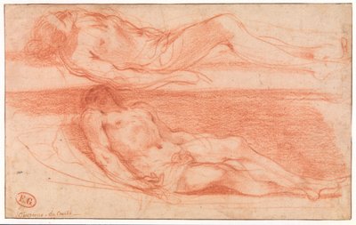 Two Studies of a Reclining Half-Naked Man by Guercino