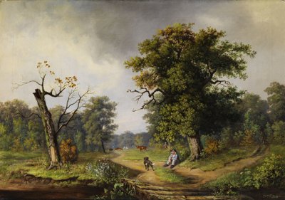 Cowherd Resting at the Edge of the Forest by Guido Hampe