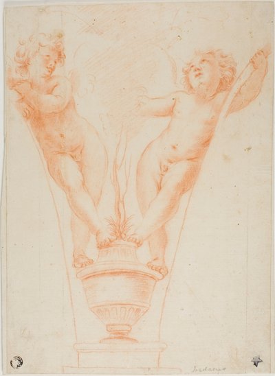 Two Putti with Potted Plant by Guido Reni
