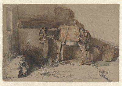 Donkey in Stable by Guillaume Anne van der Brugghen