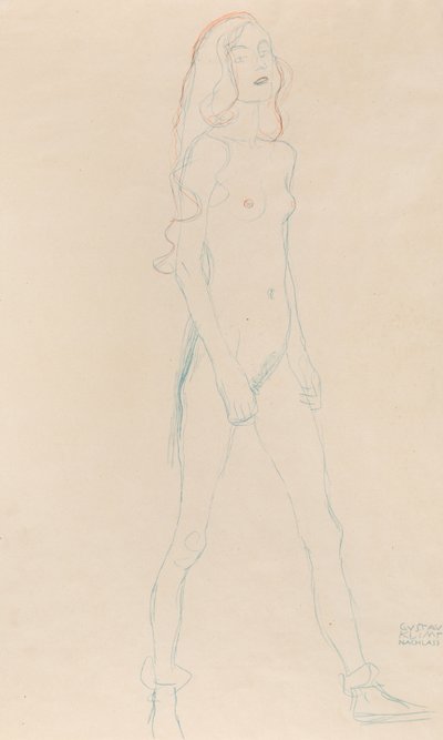 A Nude Young Girl, c. 1917 by Gustav Klimt