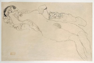 Reclining Nude Turned to the Left by Gustav Klimt