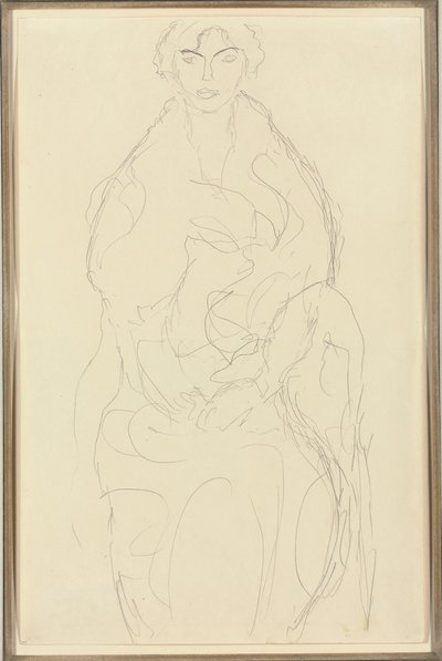 Seated woman from the front by Gustav Klimt