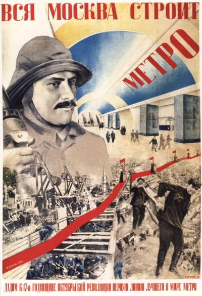 All Moscow builds the Metro Poster, 1934 by Gustav Klutsis