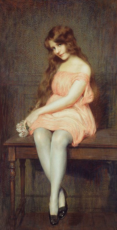 Young Girl in a Red Dress by Gustave Brisgand