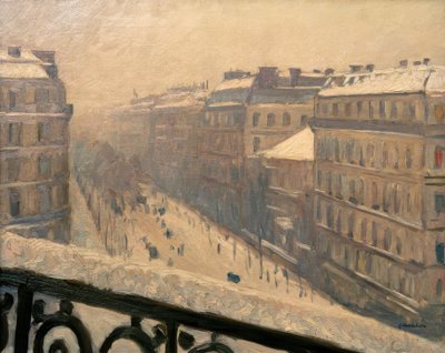 Boulevard Haussmann, Snow Effect by Gustave Caillebotte