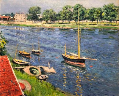 The Seine at Argenteuil, boats at anchor, 1883 by Gustave Caillebotte