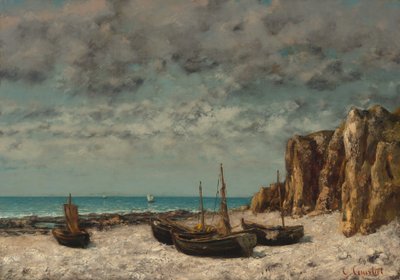 Boats on a Beach, Etretat by Gustave Courbet