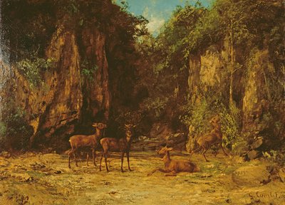 Herd of Red Deer at Dusk by Gustave Courbet