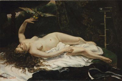 Woman with a Parrot by Gustave Courbet