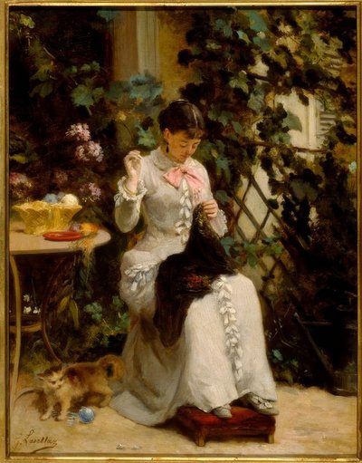 The Young Seamstress by Gustave Francois Lasellaz