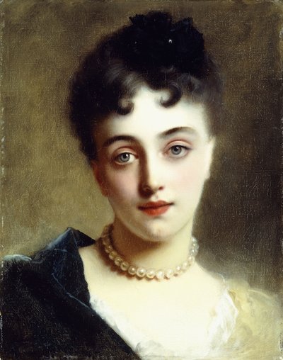 An Elegant Lady with Pearls by Gustave Jacquet