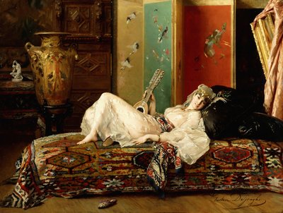 A Reclining Odalisque by Gustave Léonard de Jonghe