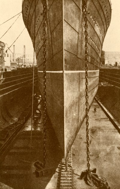 The Mauretania in Dry Dock, c1930 by H. Aslin