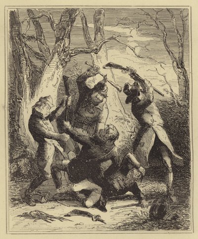 An Affray Between Poachers and Gamekeepers by Hablot Knight Browne