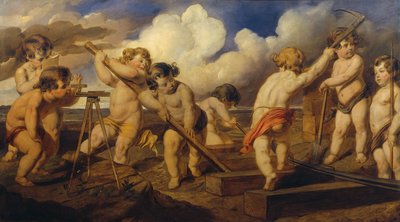 Putti Building a Railway by Hans Canon
