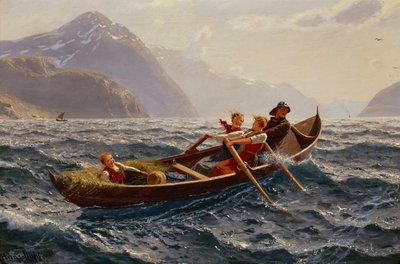 Boat Rowing Trip at Sognefjorden by Hans Dahl