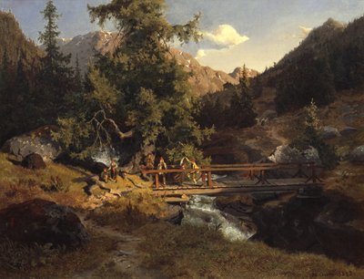 Folk Dance on the Bridge by Hans Gude