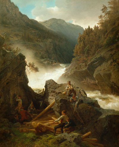 Rukkedals River, Nes in Hallingdal by Hans Gude