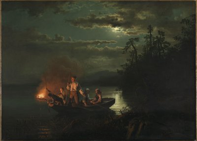 Spear Fishing on Lake Kroderen by Hans Gude