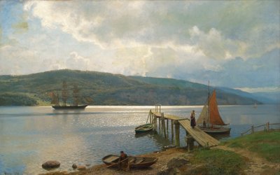 The Jetty at Feste Near Moss by Hans Gude