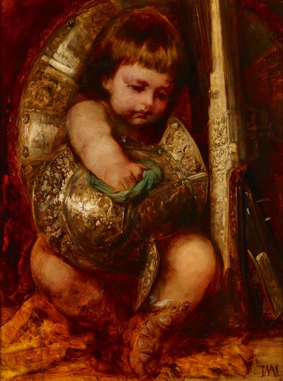 Putto Cleaning the Weapons of Mars by Hans Makart