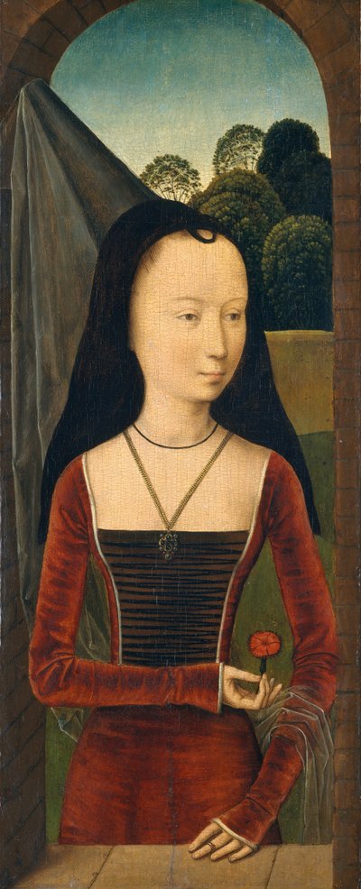 Young Woman with a Pink, ca. 1485-90 by Hans Memling