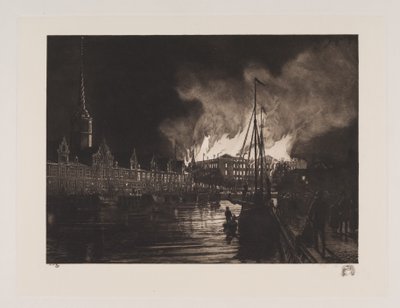 Christiansborg Palace in Flames by Hans Nikolaj Hansen