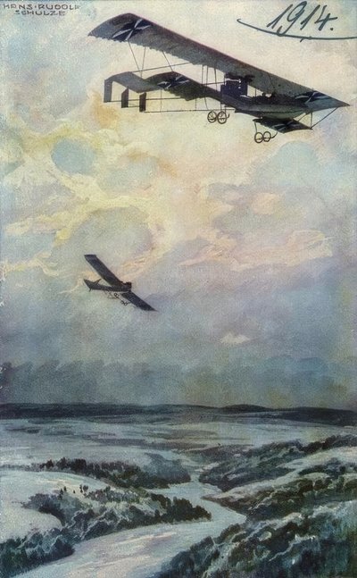 Military Biplane on Reconnaissance Over the Argonne by Hans Rudolf Schulze