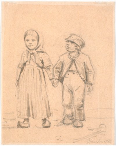Two Peasant Children by Hans Smidth