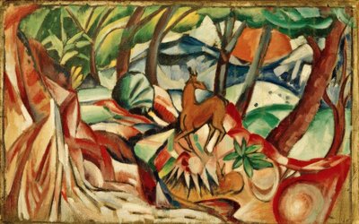 Deer in Mountain Landscape by Hans Thuar