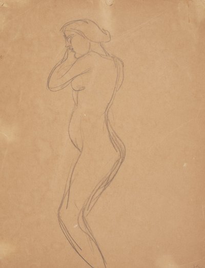Standing Female Model Seen in Profile by Harald Giersing