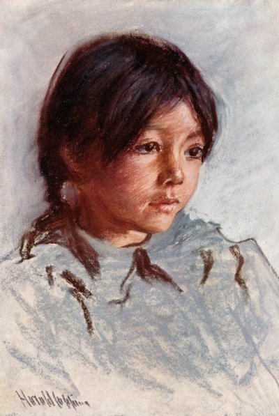 Head of Indian Child, Blackfoot Reservation, Alberta by Harold Copping